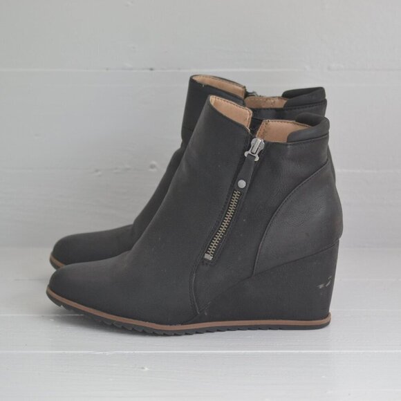 SOUL Naturalizer Shoes - Soul Black Ankle Boots Women's 9 M Zip Up Naturalizer Haley Wedge Shoes